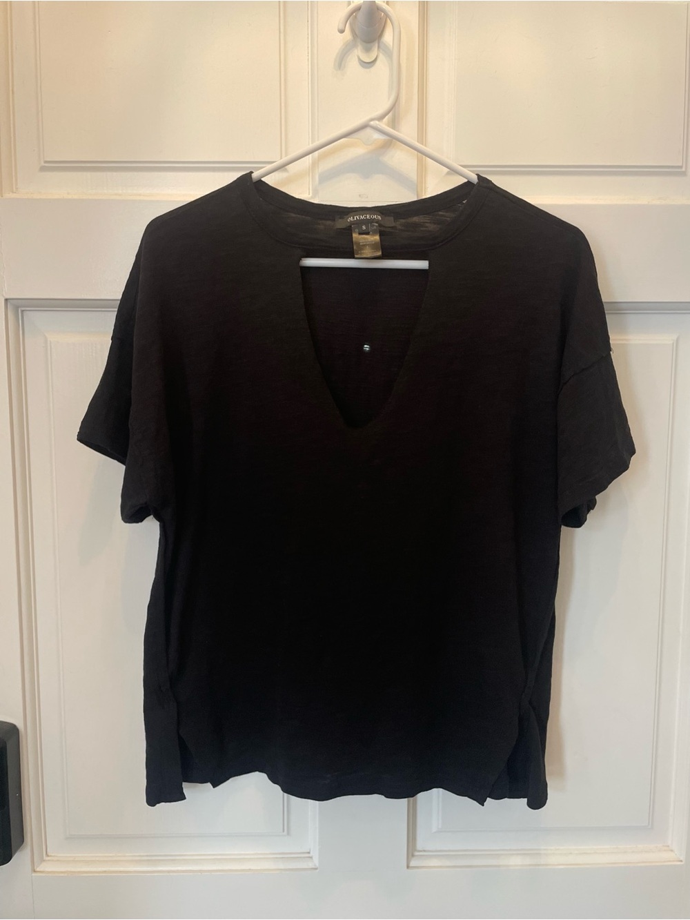 Olivaceous Short Sleeve Sexy V-Neck Keyhole Tee Super Soft Luxe Cotton Modal